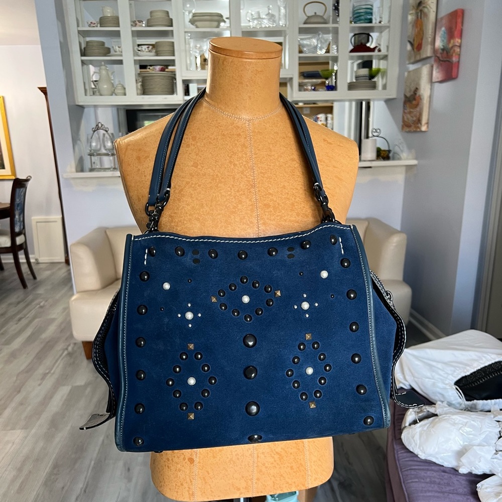 COACH blue suede Rogue with rivets